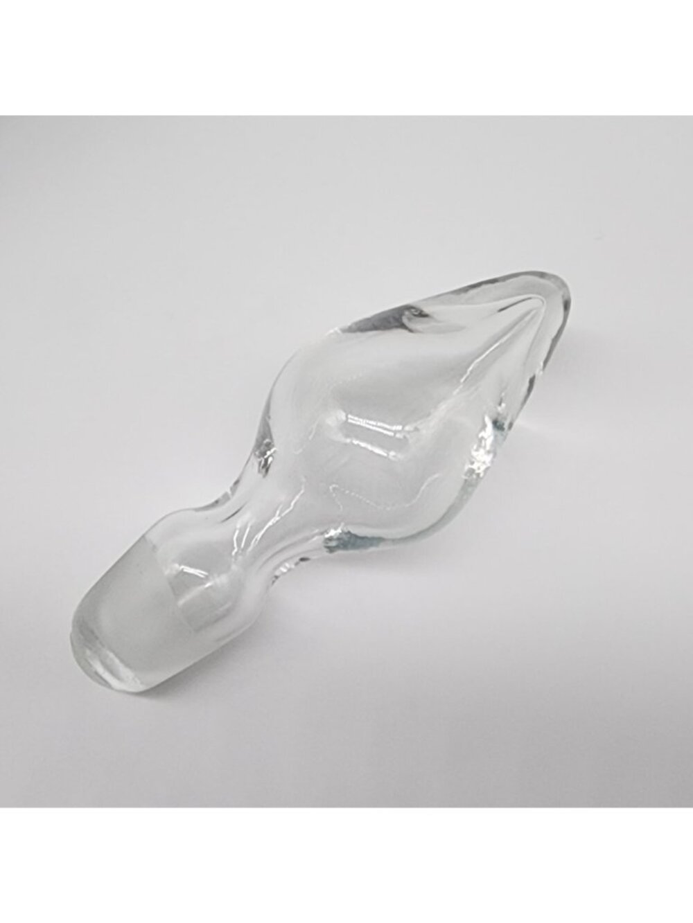 MCM Green Glass Decanter Hourglass Shape Clear Stopper & Base VTG 15" - Picture 3 of 6
